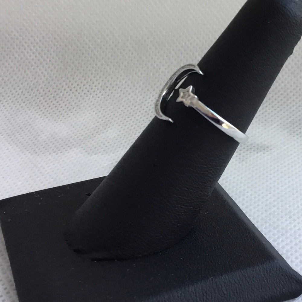 Sterling Silver CZ Ring - Moon and Star - Picture 8 of 14